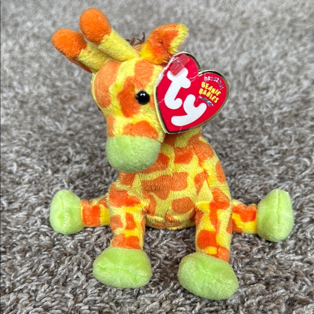 Ty Giraffe Plush Toy - Orange and Green